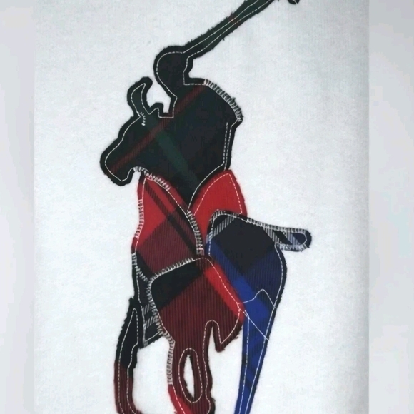 Polo Ralph Lauren White Plaid Patchwork Big Pony Hoodie Sweatshirt Size L - Picture 4 of 5